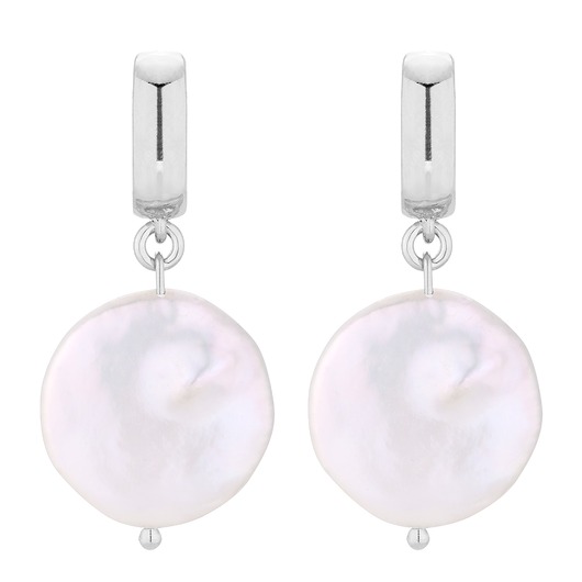 kolczyki srebrne Srebrne kolczyki z dużymi płaskimi perłami