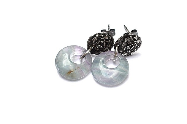 kolczyki wire wrapping Ring /fluoryt/ kolczyki