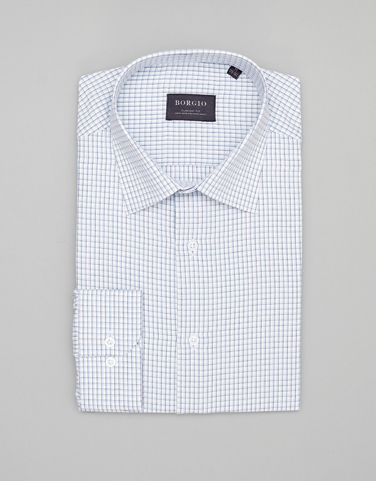 koszule męskie Koszula w kratkę matera 00455 długi rękaw błękit classic fit