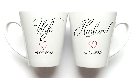 Kubki Ślubne Latte  WIFE/HUSBAND FarrowDesign