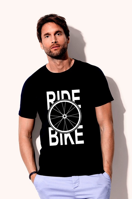 t-shirty męskie Koszulka organiczna z nadrukiem Ride Bike