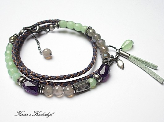 bransoletki z kamieni naturalnych mint & violet -bransoletki 