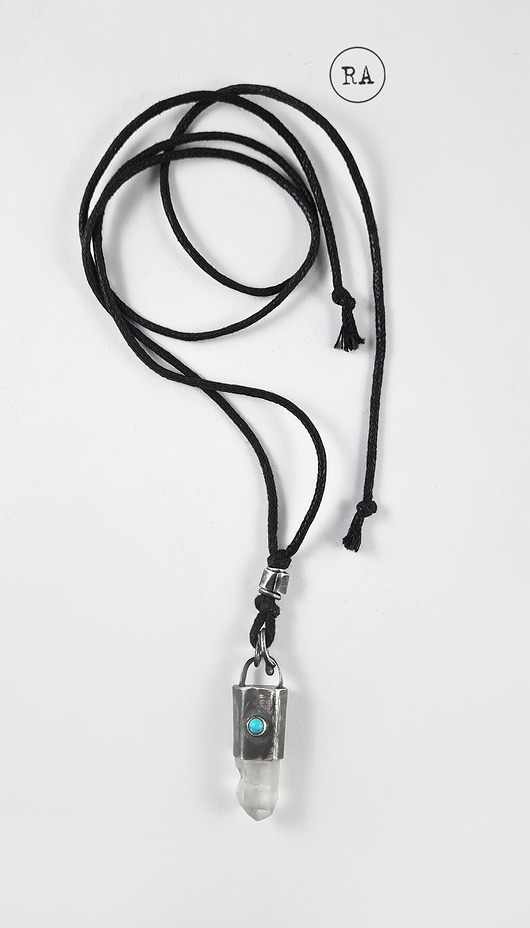 wisiory SREBRO Kryształ górski i turkus - naszyjnik Q26t1