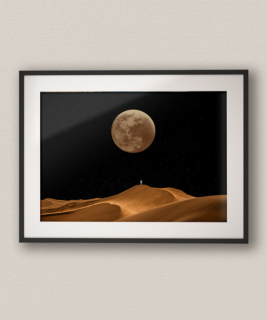 plakaty Minimalistyczny plakat poziomy  Spacer nocą - Kolaż Fine Art