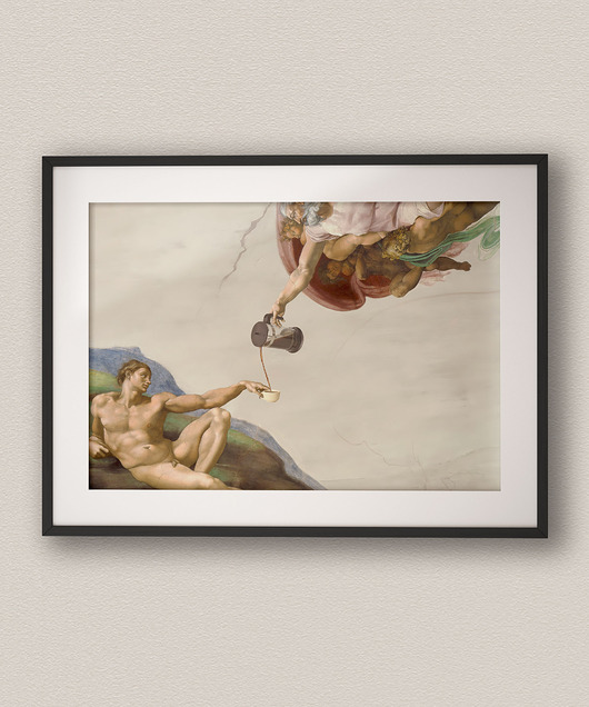 plakaty Plakat poziomy Stworzenie kawy - Kolaż Fine Art