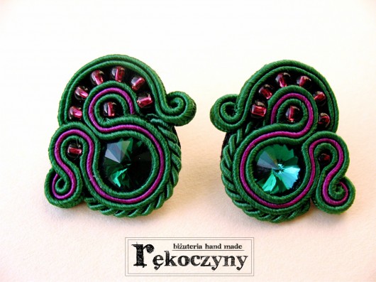 Kolczyki - turkus&fiolet&granat Rekoczyny
