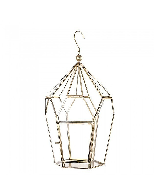 świeczniki i świece Lampion Metalowy Lampion Wiszący Złoty Circus 37 cm
