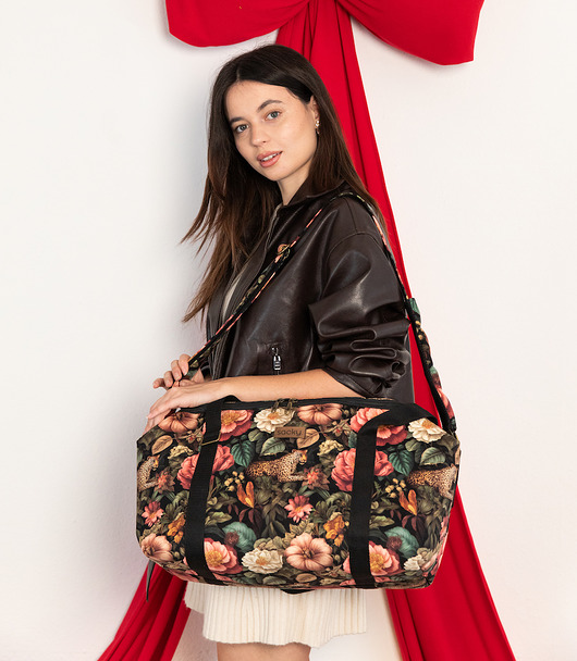 torby podróżne Torba welurowa podróżna dark peony