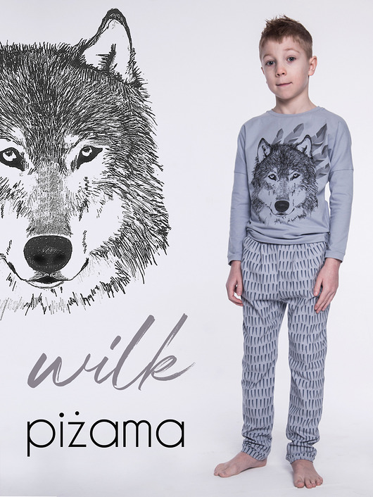 PIŻAMKA z bawełny organicznej WILK MUS MUS