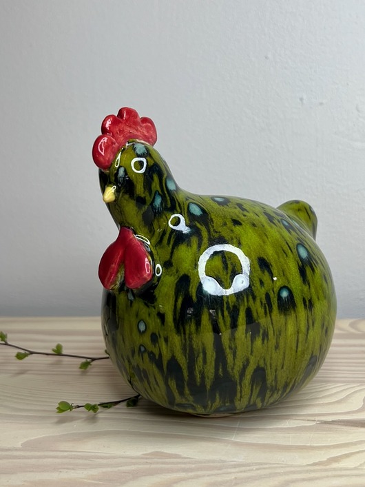 ozdoby wielkanocne Kurka ceramiczna - zielona #1