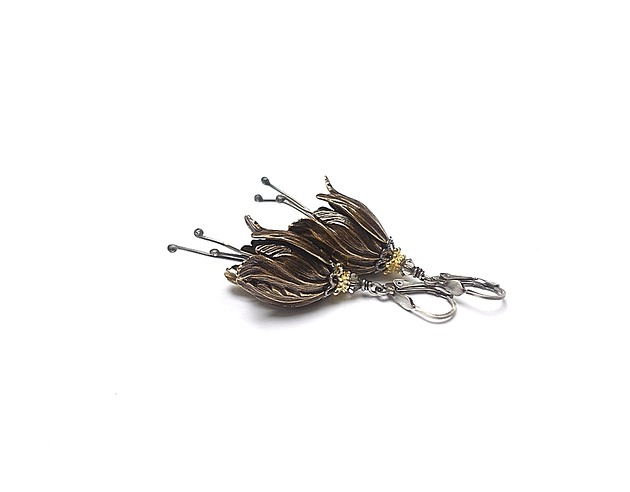 kolczyki wire wrapping Dzwonki - stare złoto vol. 4