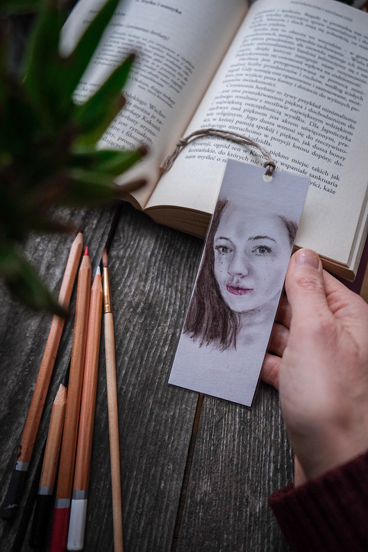 zakładki do książek Portret na zamówienie ręcznie malowany na zakładce dla taty