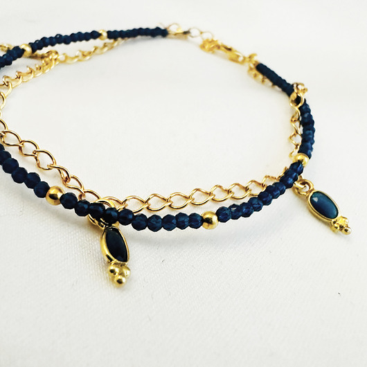 bransoletki z kamieni naturalnych Bransoletka z szafirów , granatowe kamienie szafiry