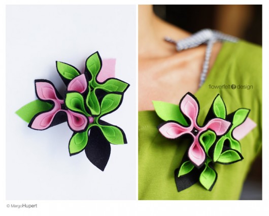 zielona z różanym FlowerFelt Design