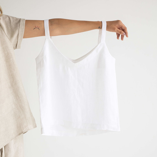 topy damskie Lniany top na  ramiączkach