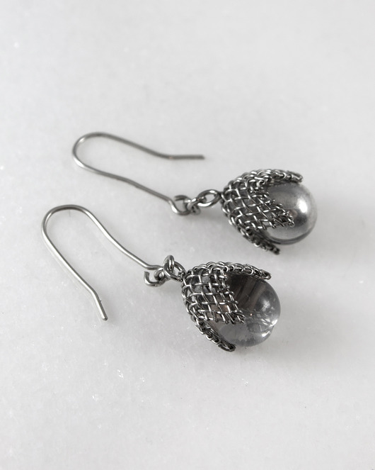 kolczyki wire wrapping Srebrne w siateczce - kolczyki (lub klipsy)