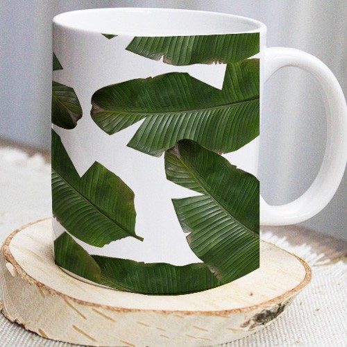 Kubek BOTANICAL LEAVES Lawendowy Bazar