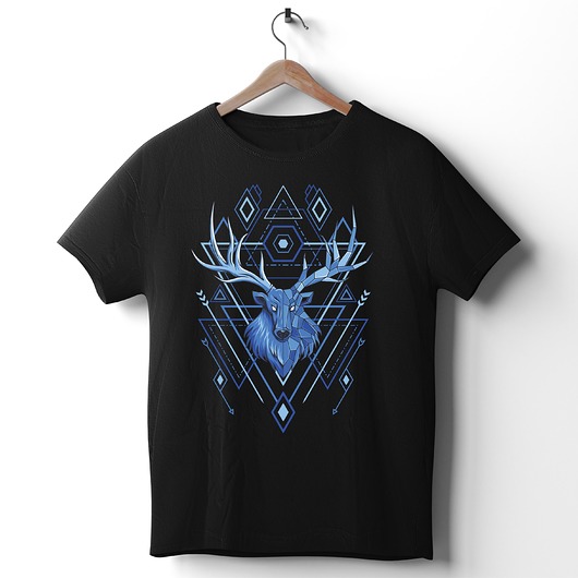 t-shirty męskie Koszulka  z nadrukiem Niebieski jeleń
