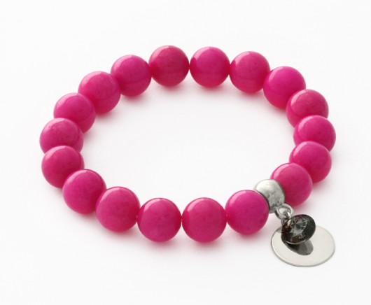 Fuchsia jade with coin & kryształ swarovski pendant Lavoga