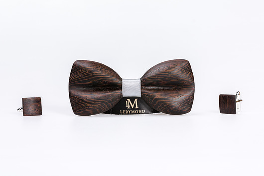 zestaw drewniana mucha i spinki MORPHO wenge LERYMOND