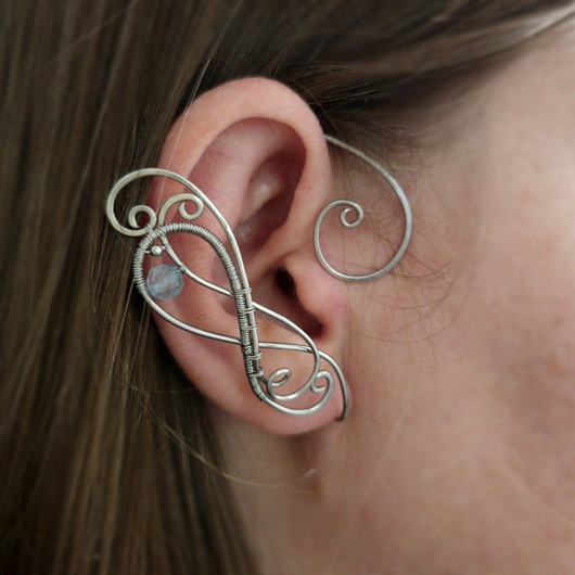 nausznice Nausznica zausznica  błękitny topaz wire wrapping