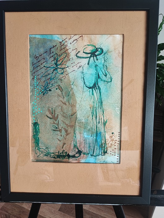 obrazy Akwarela mixed media orginalny sygnowany