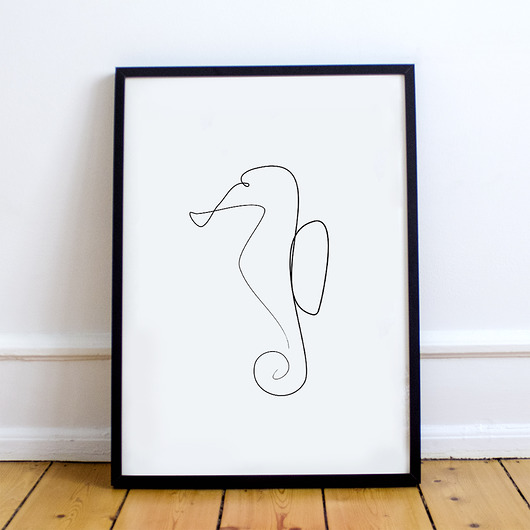 Plakat Konik Morski - kolekcja Single Lines trochę na ścianę