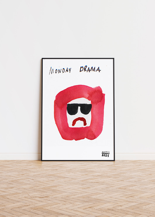 plakaty MONDAY DRAMA plakat do pracy na poniedziałek Grafika do Biura Dla Szefa