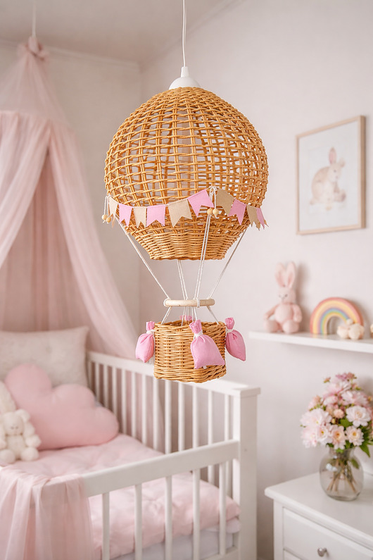 lampy do pokoju dziecka Abażur do pokoju dziecka , balon dekoracyjny z koszem (do pokoju dziewczynki)