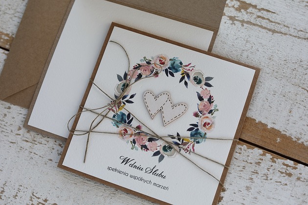 kartki scrapbooking Stylowa kartka ślubna z młodą parą