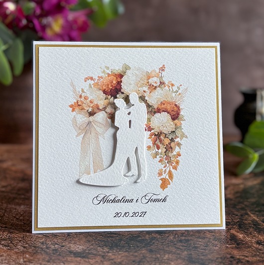 zaproszenia i kartki na ślub Personalizowana kartka ślubna z kopertą WEDDING CHARM ALLURE, WA32