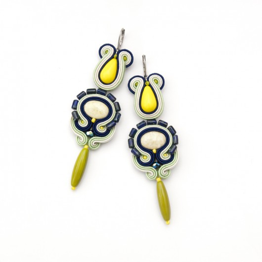 Duże kolczyki soutache limonkowe  maanuela