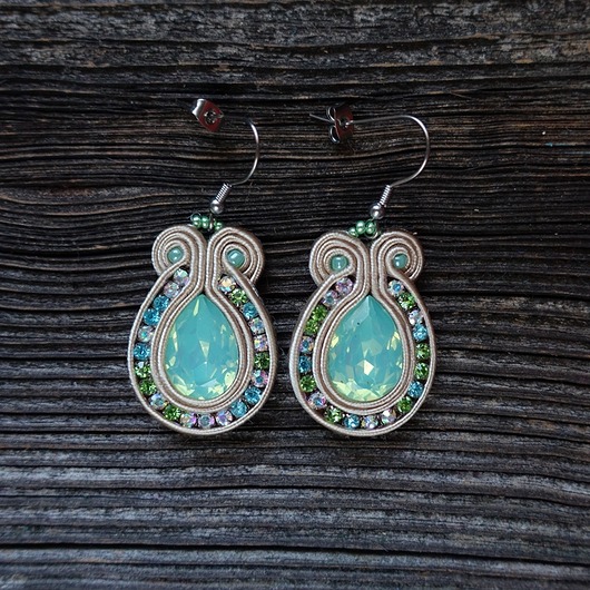 Aqua-  kolczyki Soutache Mró Soutache