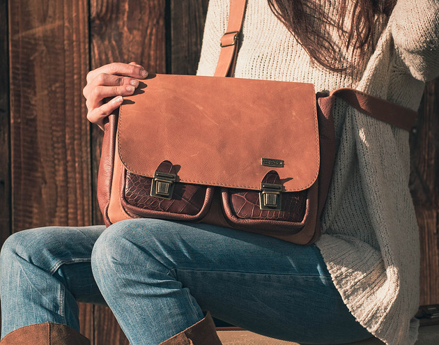 torby na ramię Teczka klasyczna odcienie brązu TORBA skórzana A4