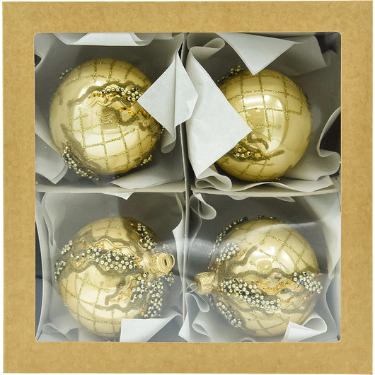 bombki ZESTAW 4 szt.: Bombki okrągłe złote: ekskluzywne