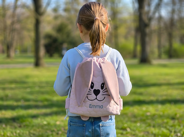 torebki, worki i plecaki dziecięce Worek dla przedszkolaka z imieniem zajączek uszy