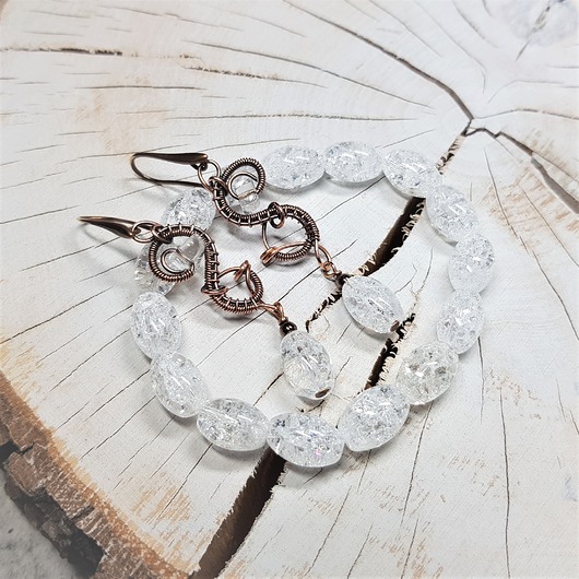 komplet biżuterii Kryształ górski kolczyki z bransoletką m98