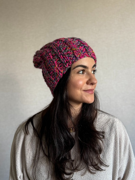 czapki damskie Kolorowa duża czapka beanie z wełną i alpaką