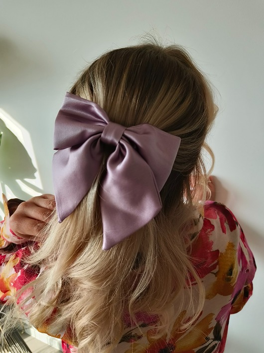 spinki i klamry do włosów Kokarda spinka klamra jedwabna lavender pink 100% jedwabna 22 momme