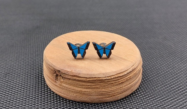 kolczyki drewniane Kolczyki drewniane MOTYLKI niebieskie