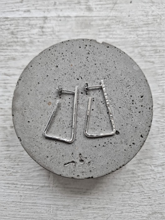 kolczyki srebrne Kolczyki TRIADA srebro sztyfty fakturowane