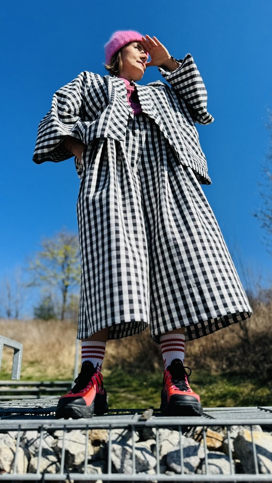 komplety damskie Komplet w kratę. Kimono + kuloty
