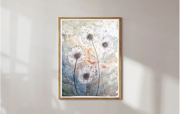 obrazy Oryginalna akwarela.  Dmuchawce 30x40cm