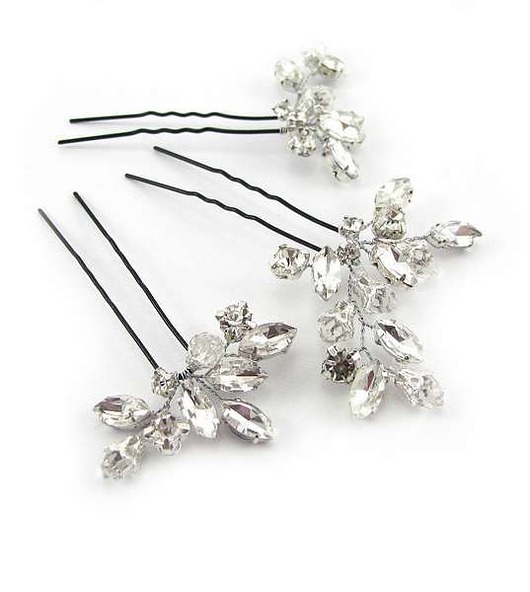 Ślubne ozdoby do włosów Silver sparkle - kryształowe kokówki ślubne.