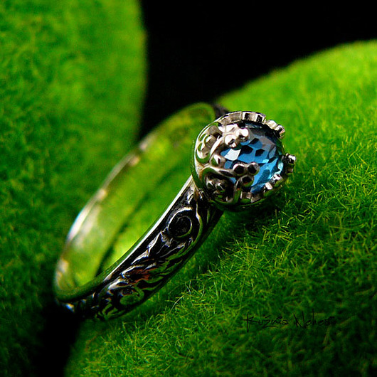 pierścionki srebrne Pierścień Elf  Eris - Topaz London Blue Srebro