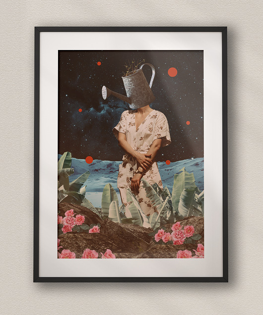 plakaty Plakat W moim ogrodzie - Kolaż Fine Art - Dekoracja Ścienna Do Salonu