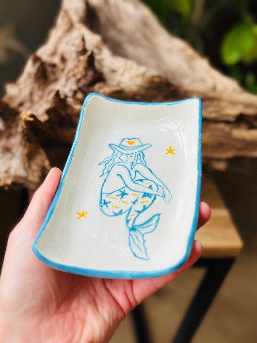 pojemniki na biżuterię Ceramiczny talerzyk na drobiazgi Syrenka