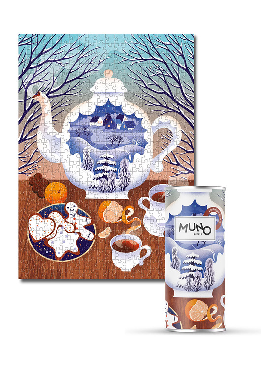 puzzle dla dzieci Puzzle 500 "Świąteczny Dzbanek" by Kasia Bogdańska w ozdobnej tubie