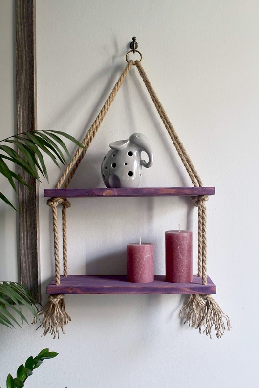 Lawendowa półka dwupoziomowa rustykalna vintage Spica Decor