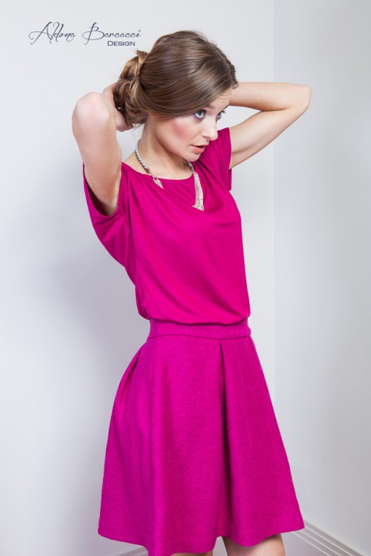 spódnice midi Spódniczka z wełny parzonej amarantowa